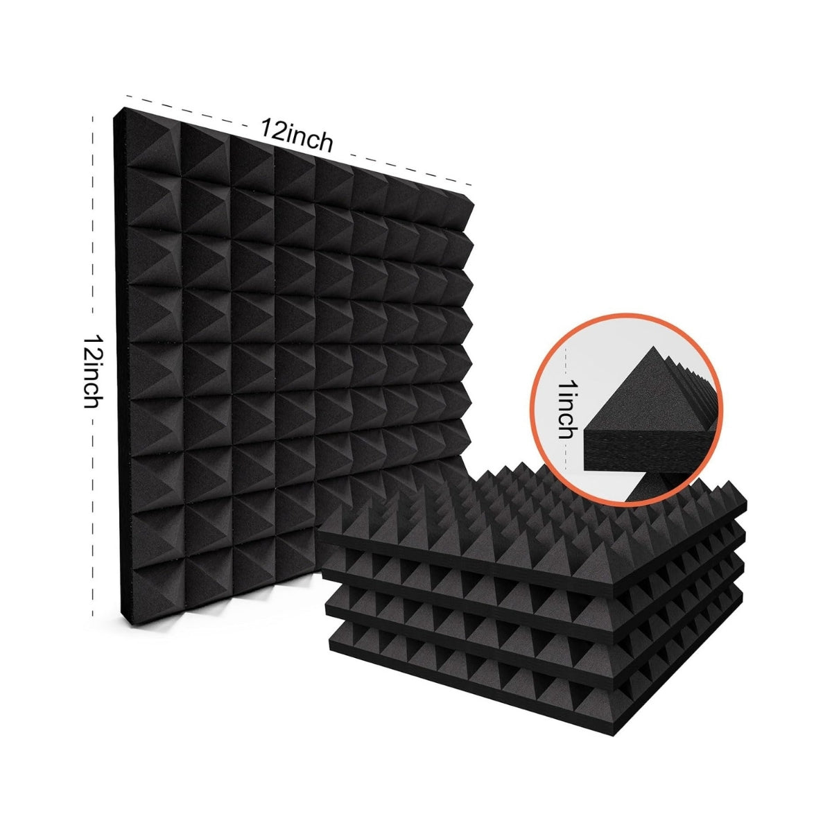 1" Pyramid Foam Panel - 48 Pack