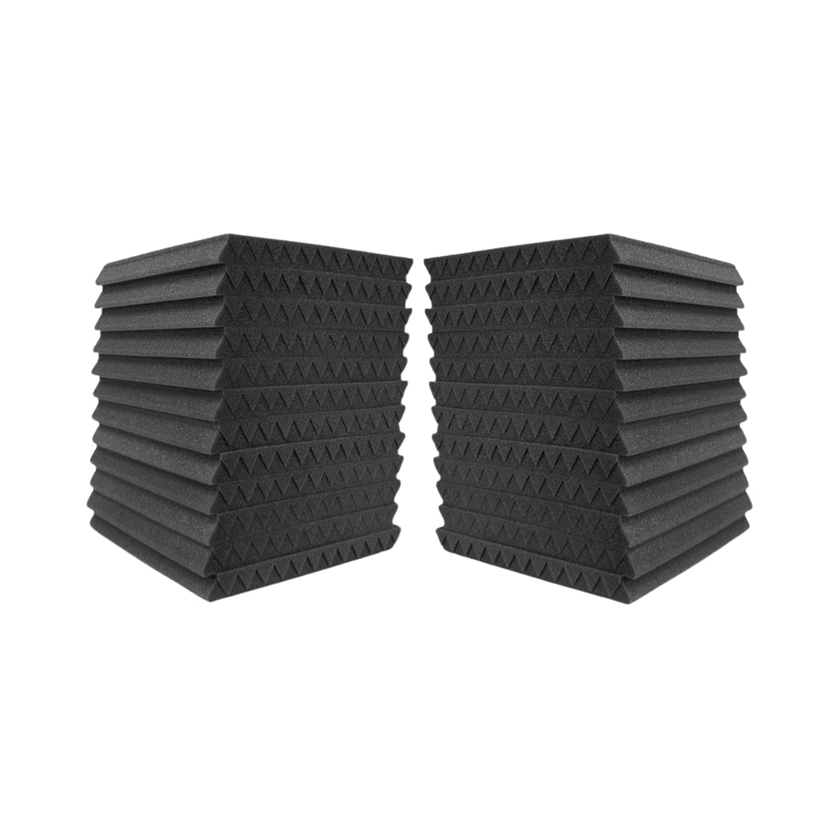 Two stacks of black acoustic foam panels with triangular patterns.