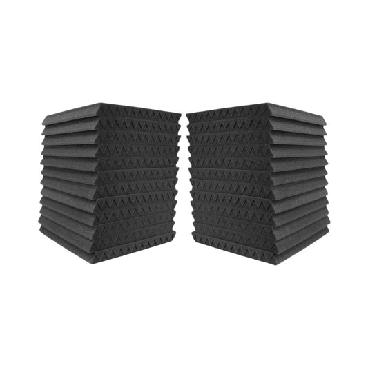 Two stacks of black acoustic foam panels with triangular patterns.